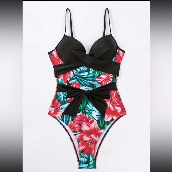Boho tropical floral print one piece swimsuit - Picture 14 of 16